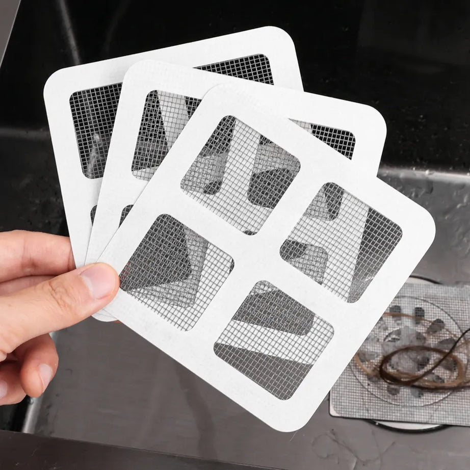 Clog-free drains! Easy-to-use, waterproof, disposable stickers trap hair and debris—perfect for kitchens, bathrooms